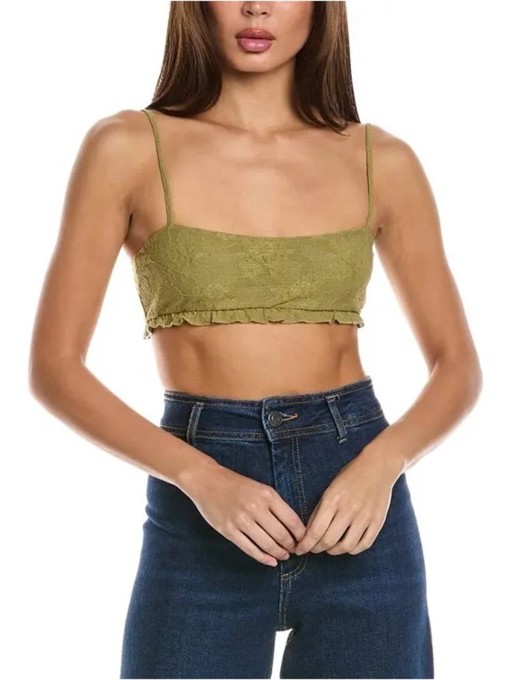 WEWOREWHAT Olive Green Lace Bralette - XS NWT